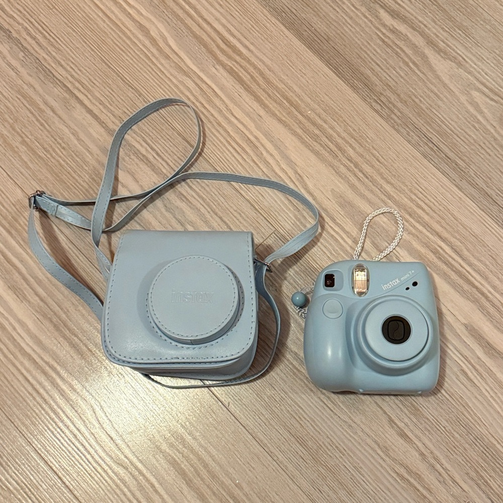 Instax Light Blue Camera with Strap and Case